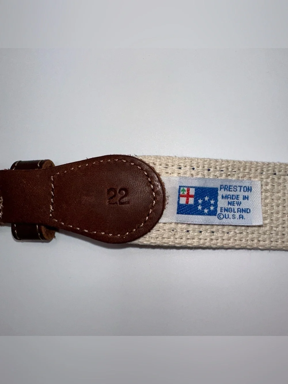 Preston Leather Shark Nautical Belt Solid Brass Buckle Kids Size 22 Made in USA